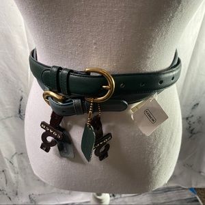 Lot of 2 Coach Green Leather Belts - NWT - sz P